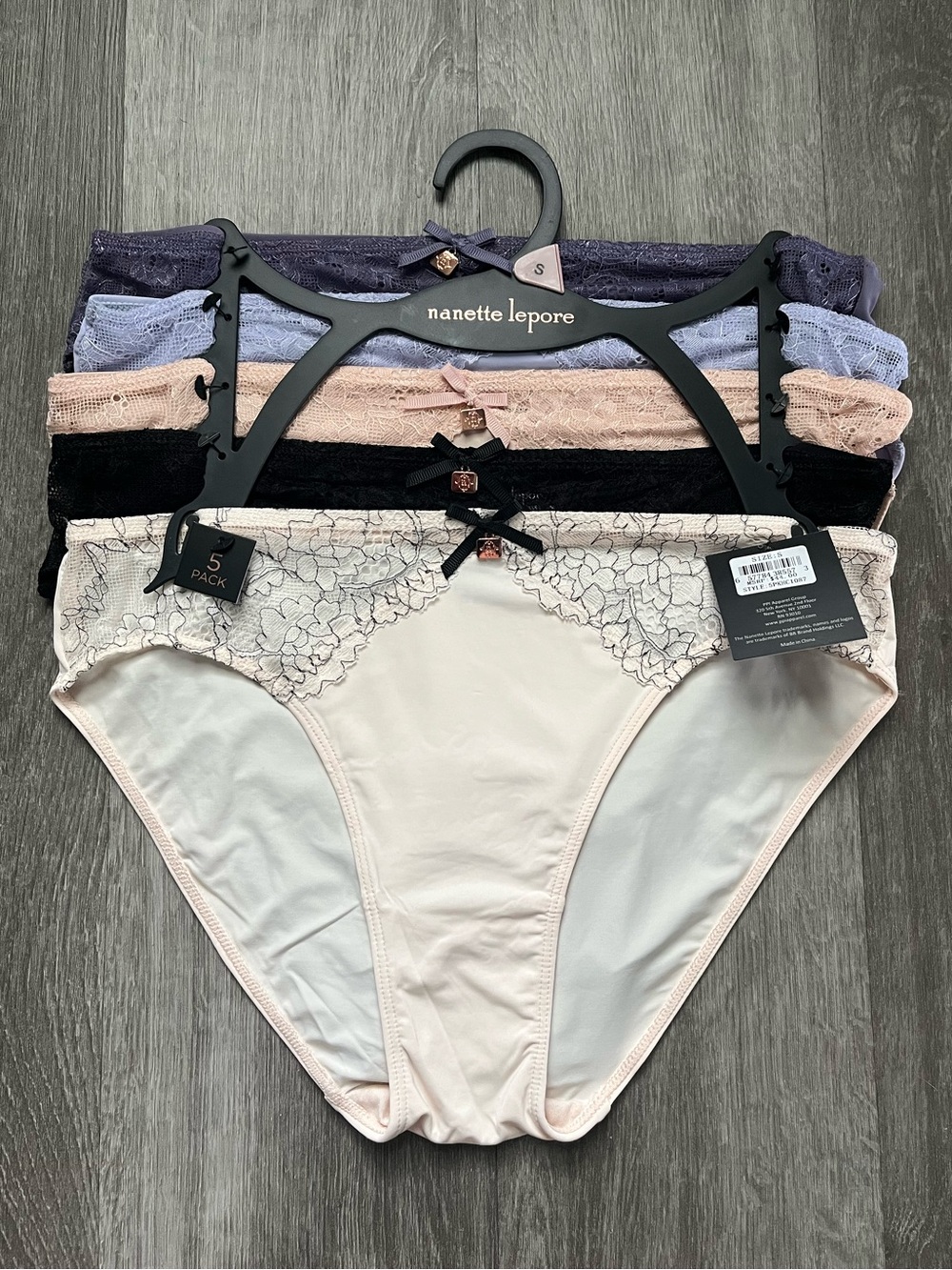 NWT Five Pair Women's Small Nanette Lepore Bikini Panties Lace Trim